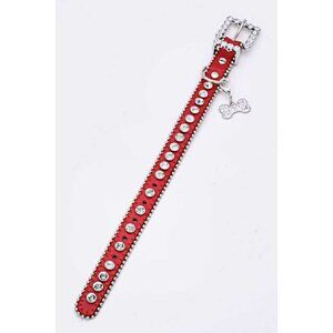 Ball Chain Crystal Dog Collar - Red